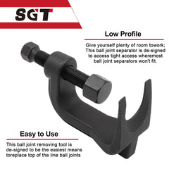 SGT SUPER GARAGE TOOLS close-up of thrust bolt with pivot ball for secure, slip-resistant force