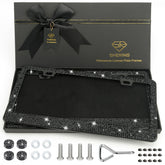 Shering front view of black rhinestone frame showing glamorous shine