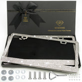 Shering front view white bling frame showing sparkling style and instant vehicle upgrade