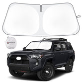 SHINEHOME 4Runner front view shade installed showing full windshield coverage and cooling benefit