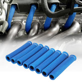 SHINEHOME front packaging of eight blue heat shield sleeves showing contents and benefit
