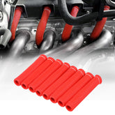 SHINEHOME front view of eight red spark plug heat shield sleeves showing full set and color