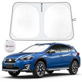 SHINEHOME front view of custom-fit Crosstrek sun shade protecting windshield