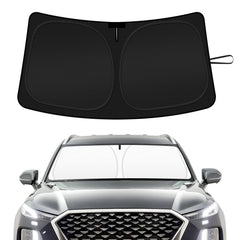 SHINEHOME front fit on Palisade windshield showing full coverage and cool cabin