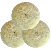 Shineyoo front view of three 5-inch wool pads showing hook-and-loop benefit