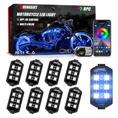 SHINIGHT front packaging showing all eight LED strips and accessories, clear kit overview and contents