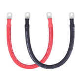 Shirbly front view of red and black 2/0 AWG pair showing ready-to-install leads