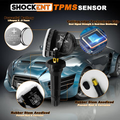 SHOCKENT sensor next to ruler showing compact size and easy wheel fitment benefit