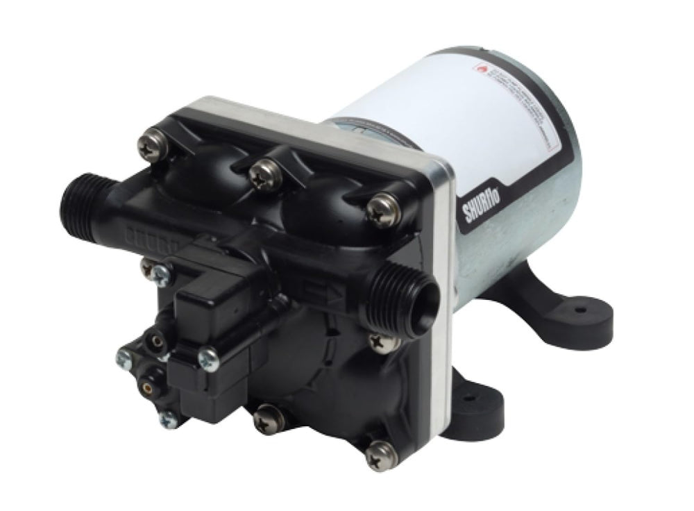 SHURFLO Revolution front view showing compact pump and reliable flow