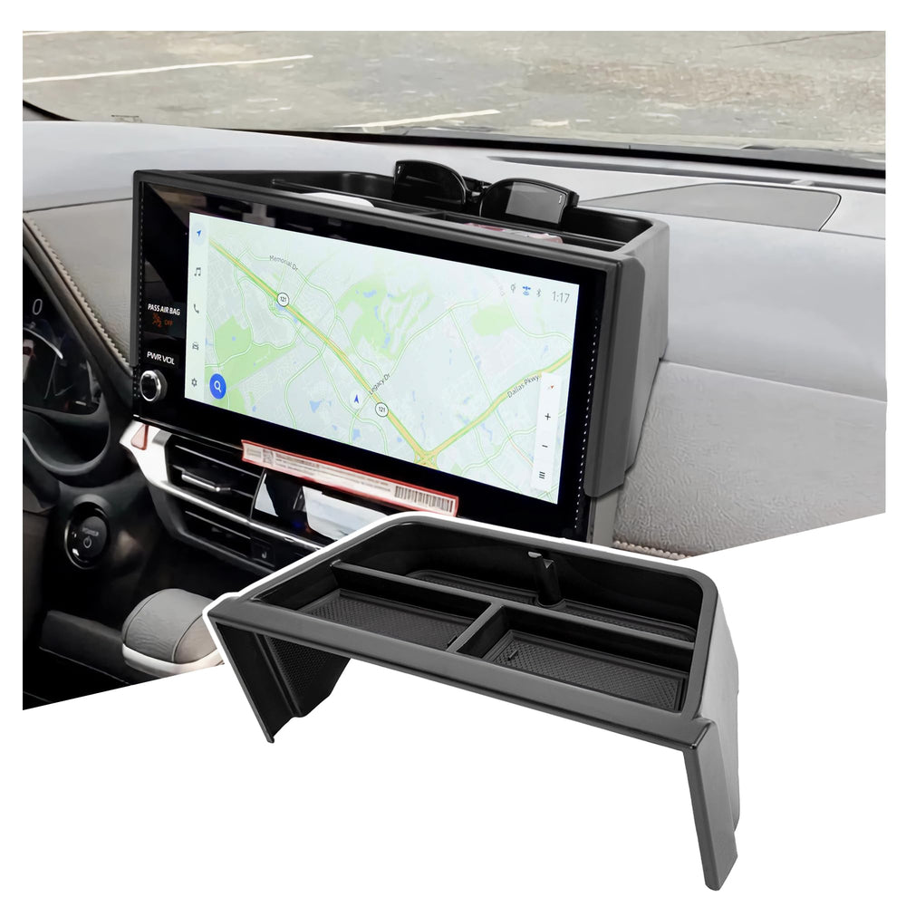 Sinminou front view dashboard tray showing clean OEM look and added storage