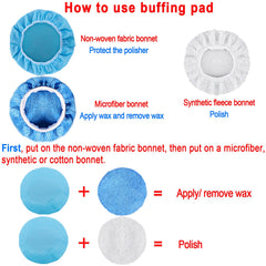 SIQUK wool and microfiber bonnets detail for gentle wax application