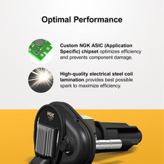 Sixity Auto NGK coil electrical connector detail showing plug fitment and secure connection benefit