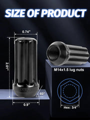 SKCOAUTO close-up of nut threads highlighting accurate M14x1.5 fit and secure engagement
