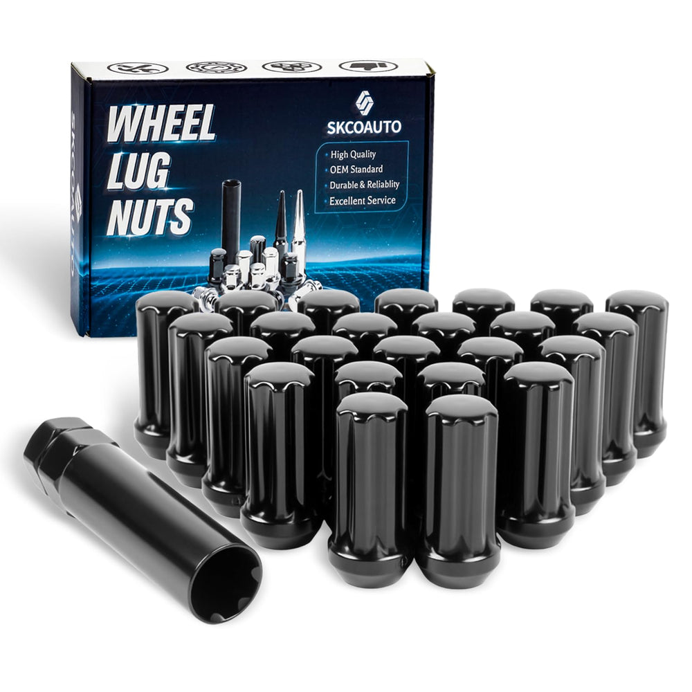 SKCOAUTO front view of 24-piece lug nut set showing contents and benefit of complete kit