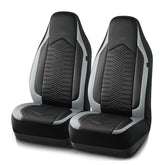 Skechers front seat full view showcasing gray leather and quilted elegance for upgraded cabin style