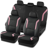 Skechers front seat full view showing pink cover and improved comfort