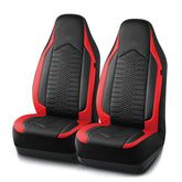 Skechers front seat full view showcasing red waterproof cover and style benefits