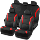 Skechers front seat full view showing red cover and protection benefit