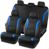 Skechers front seats full set in blue showing complete coverage and upgraded comfort