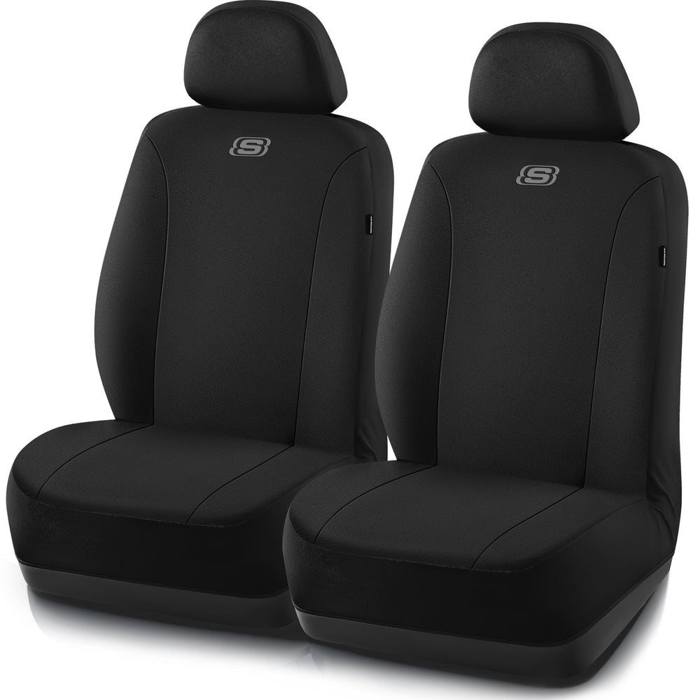 Skechers full front seat covers shown installed, protecting seats and styling interior