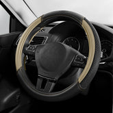 Skechers front view beige steering wheel cover showing fit and style