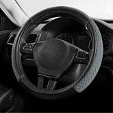Skechers front view of gray steering wheel cover showing fit and finish
