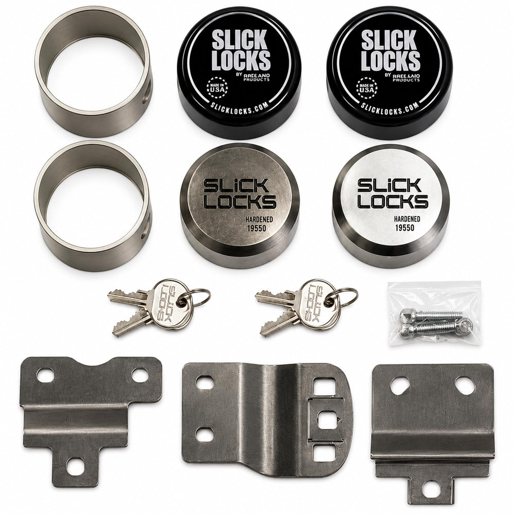 Slick Locks puck lock front view showing secure appearance and easy access
