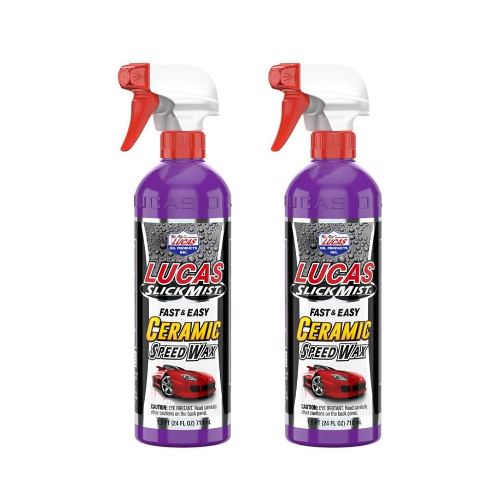 Generic Slick Mist Lucas front spray bottle showing label and gloss benefit