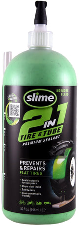 Slime front 32 oz bottle showing product and benefit of flat prevention