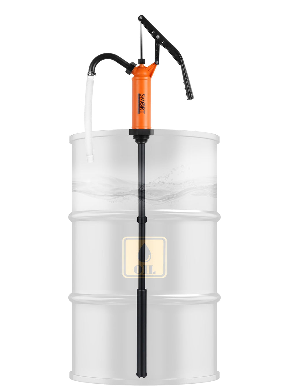 SMART JERRY front view of drum pump showing robust build and quick transfer