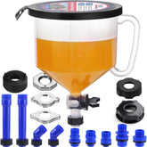 SMART JERRY front view of coolant bleeder funnel showing fitted cap and reservoir benefit: easy refilling