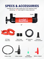SMART JERRY hose and adapter detail showing connectors and versatility for liquid and air tasks