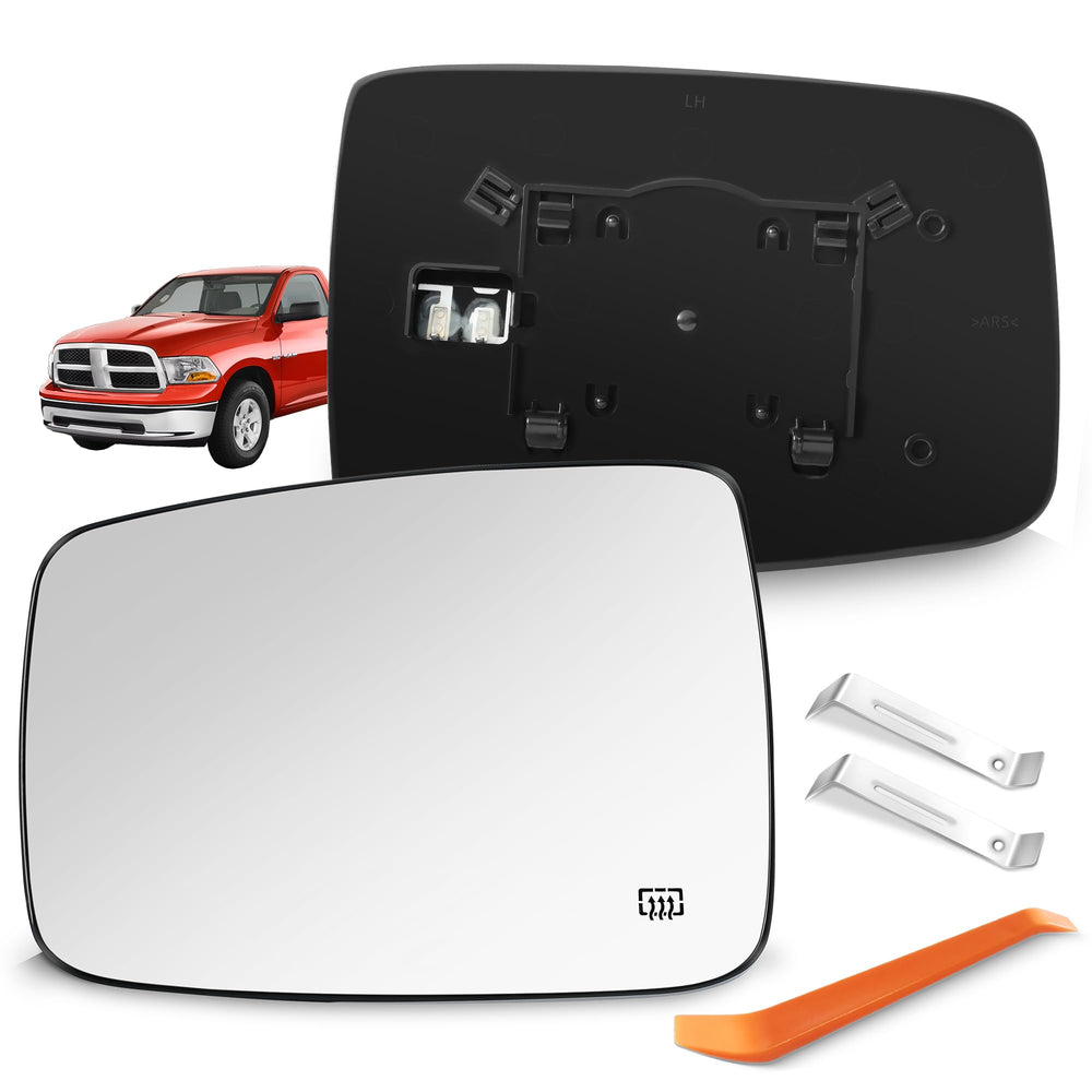 SNEMEEY left mirror front view showing chrome finish and clear reflection for improved visibility