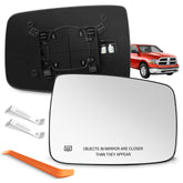 SNEMEEY front view of passenger mirror glass showing exact OE-style fit and clarity