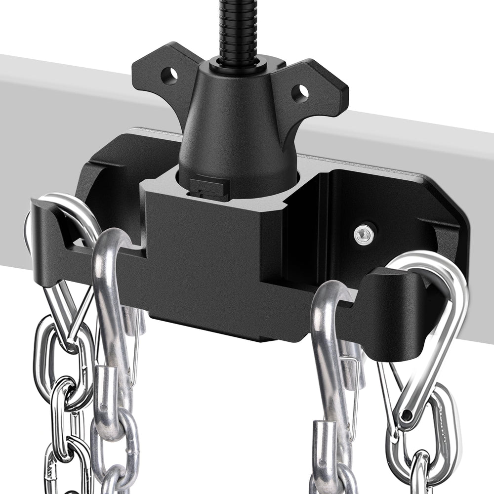SnowyFox front view of mounted aluminum bracket showing organized plug storage benefit