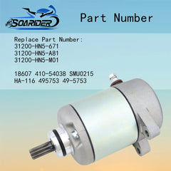 Soarider starter gear closeup highlighting 9-tooth pinion for correct gear engagement