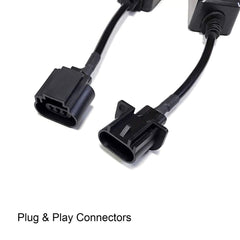 SOCAL-LED LIGHTING AMP connector and wiring detail displaying plug-and-play convenience