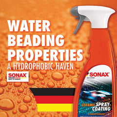 Close-up of glossy surface treated with SONAX showing mirror-like shine and slick feel