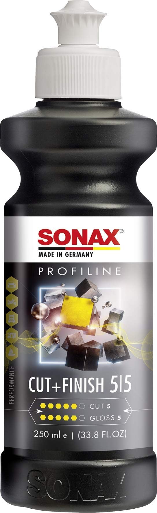 SONAX bottle front view showing product and easy-pour cap for workshop use