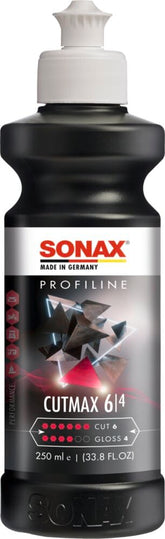 SONAX CutMax front label showing product identity and volume, clear product info benefit