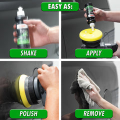 SONAX before-and-after car panel comparison with improved gloss
