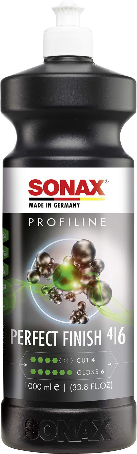SONAX bottle front label showing product and benefits