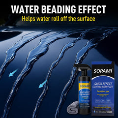 SOPAMI-coated surface with water beading to show hydrophobic protection benefit