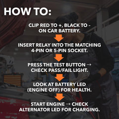 Sound Troubleshooting tester in use under hood verifying relay function for fast repairs
