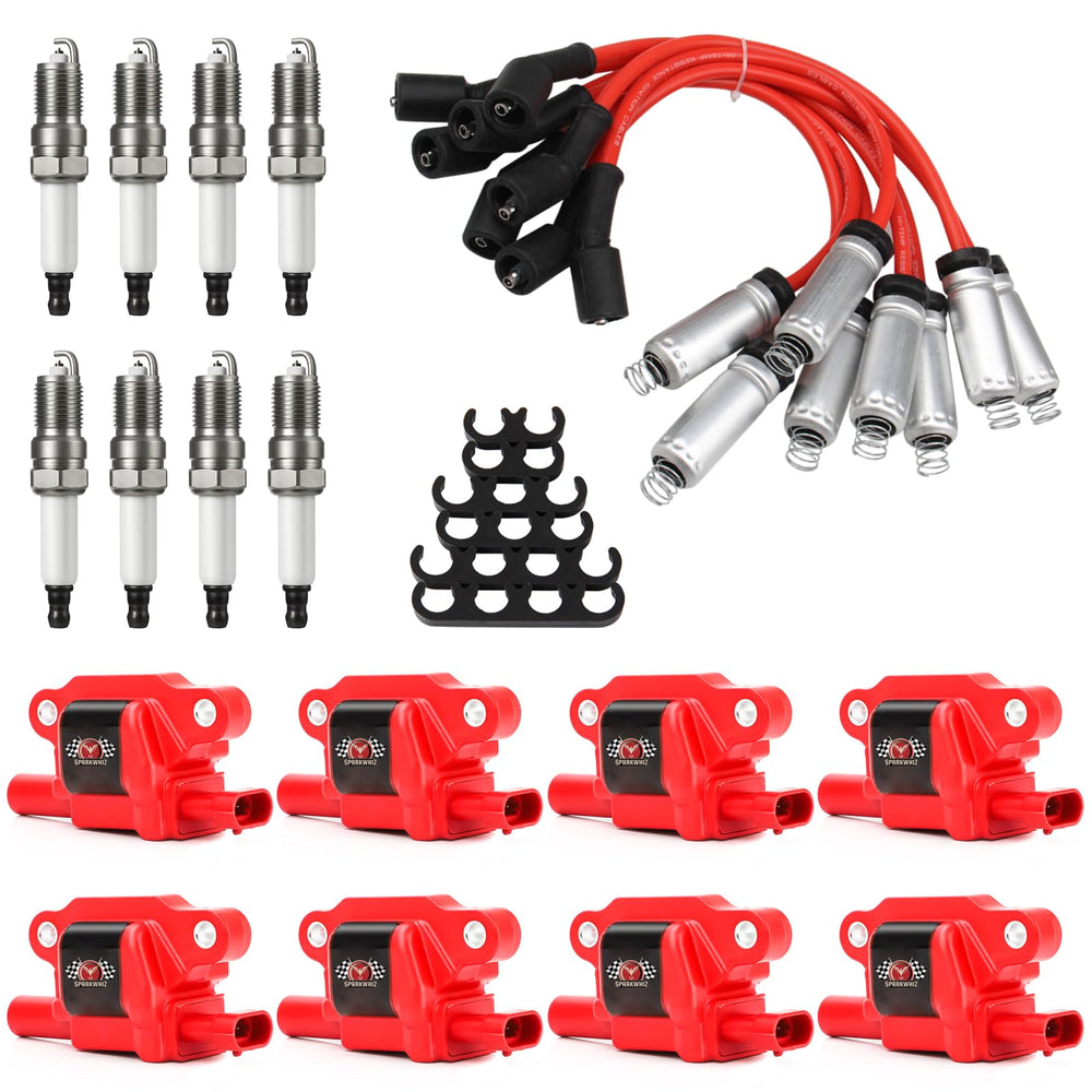 SPARKWHIZ front box set showing complete ignition kit and quick identification benefits