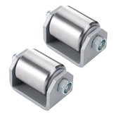 SPARKWHIZ front view of weld-on rollers showing durable steel build and benefit of protection
