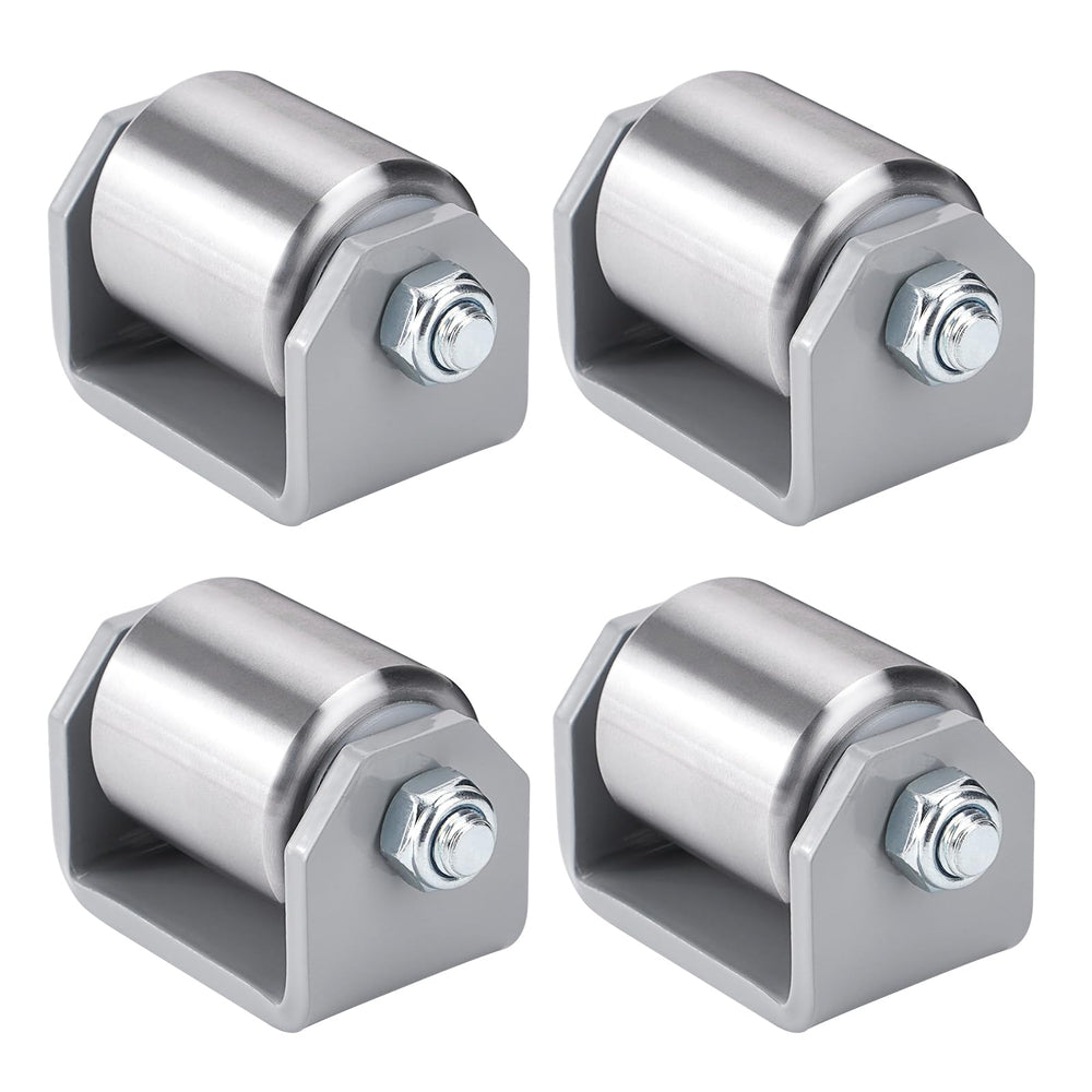 SPARKWHIZ front view of weld-on trailer roller showing durable steel construction and protection