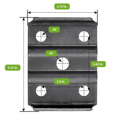 SPARKWHIZ tie plate detail highlighting correct size for 1-3/4" leaf springs and secure clamping