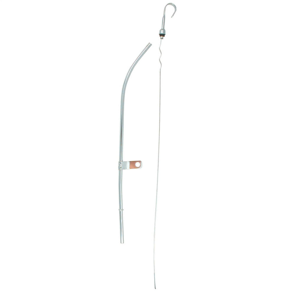 Spectre chrome dipstick front view showing tube and handle, clear readings