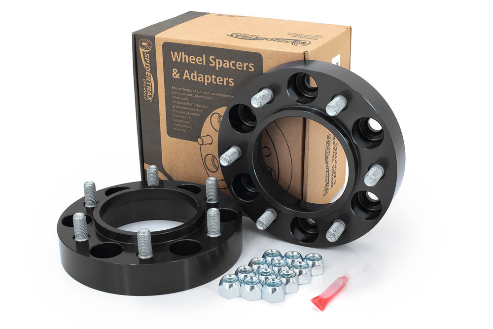 Spidertrax front view of black WHS007 spacer kit showing complete assembly and fit benefit